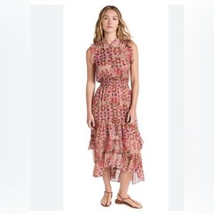 Misa Los Angeles Editha Pink Floral Midi Dress